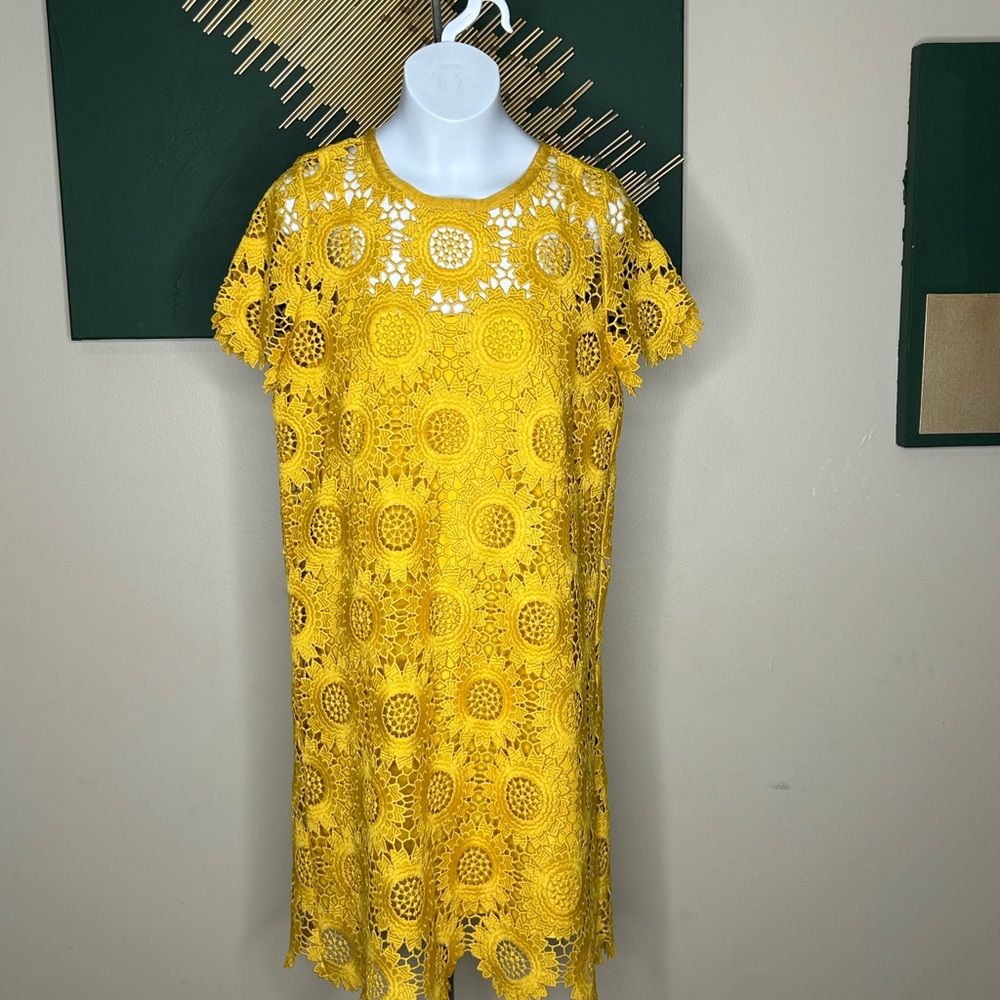 LOFT Yellow Sheath Mini Dress with Raglan Sleeves